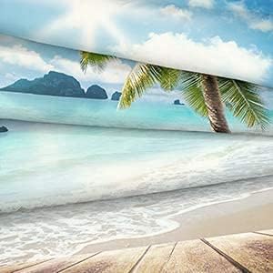 Bedbay Beach Comforter Set California King Ocean Themed Bedding Comforter Tropical Palm Tree Sunny Beach Coastal Bedding Set 4 Pieces for All Season(104" Wx96 L)