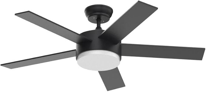 52 inch Black Ceiling Fans with Lights and Remote Control, LED Ceiling Fan Dimmable 3-Color Temperatures 6-Speed, Quiet Modern Ceiling Fan for Bedroom, Living Room, Dining Room
