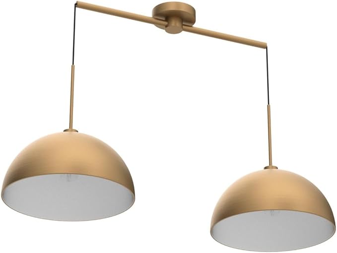 Nathan James Percy Modern 2-Light Pendant Island Light Fixture, Brass Hanging Lights with Gold Metal Shade and Adjustable Cord, for Kitchen, Living Room, Vintage Brass