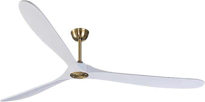Bigzone 88" Indoor Ceiling Fans Without Lights With Remote Control, DC Motor Quiet Energy Saving,3 White Balsa Wood Blades,Outdoor/Indoor Ceiling Fan With Reversible Blades