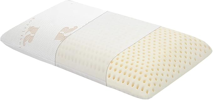 Royalisneeo 100% Talalay Natural Latex Pillow, Medium Support Bed Pillow Helps Relieve Pressure,Perfect Package Best Gift with Removable Cotton Cover for Back, Stomach and Side Sleepers