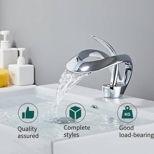 Elegant Bathroom Sink Faucet Single Hole,Cold and Hot Water Basin Sink… (White Alien Faucet)