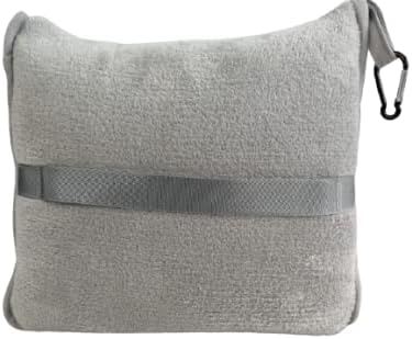 BlueHills Premium Soft Travel Blanket Pillow Airplane Flight Blanket Throw in Soft Bag Pillow case with Luggage Belt & Backpack Clip Compact Pack Large Blanket - Light Gray T024