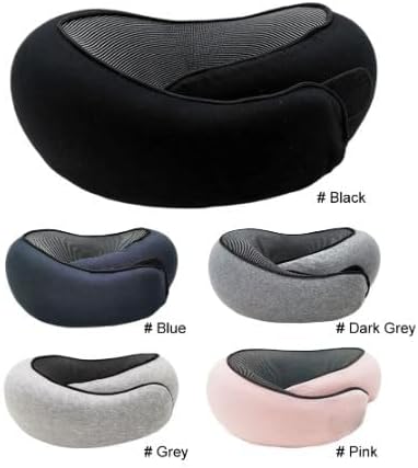 Memory Foam Neck Pillow for Travel, Adjustable Velcro Strap, Durable and Easy to Clean.Reduces pressure points and promotes better alignment, helping prevent neck pain (Black).