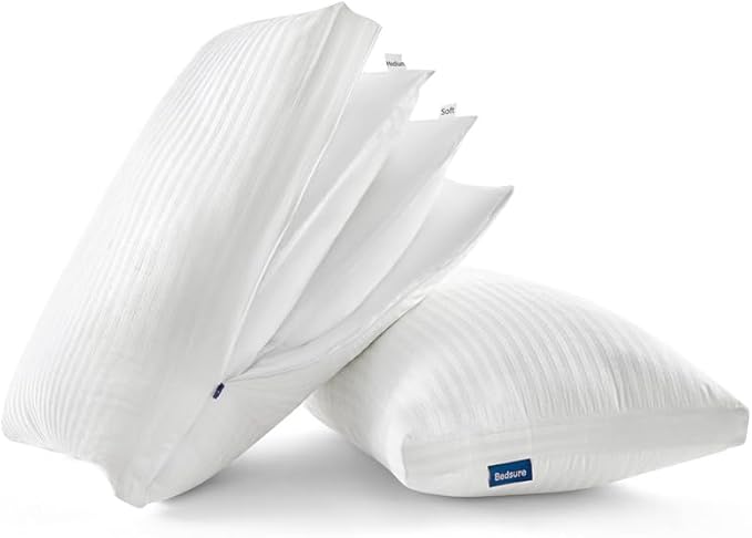 Bedsure Pillows Set of 2 - Fluffy & Soft Adjustable Layer Queen Pillows with Cotton Cover, Luxury Bed Pillows for Sleeping, Firm Pillows for Side, Back, Stomach Sleepers (2, Queen)