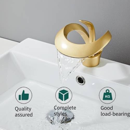 Elegant Bathroom Sink Faucet Single Hole,Cold and Hot Water Basin Sink… (Gold Alien Faucet)