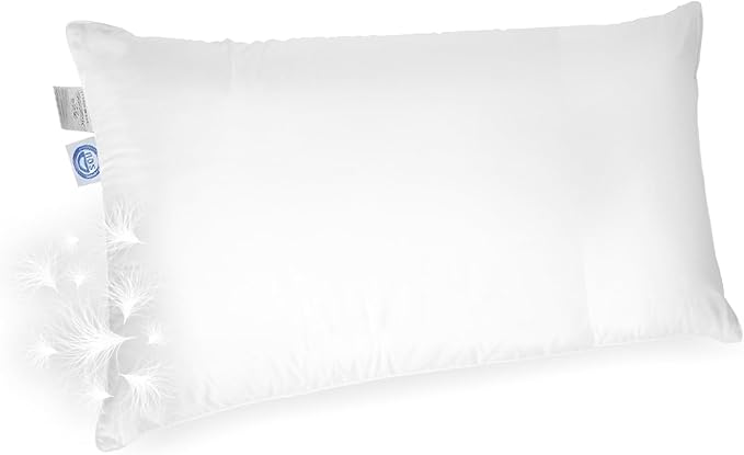 East Coast Bedding Elite Premium Down Sleeping Pillow 600 Fill Power White Down Available in Soft, Medium & Firm 400 Thread Count Cotton Shell Premium Comfort - Made in The U.S.A