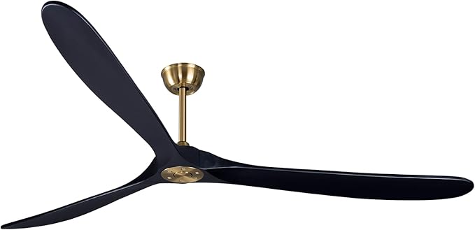 Bigzone 88" Outdoor Ceiling Fan With Remote Control, DC Motor Quiet Energy Saving,3 Black Balsa Wood Blades,Outdoor/Indoor Ceiling Fan With Reversible Blades