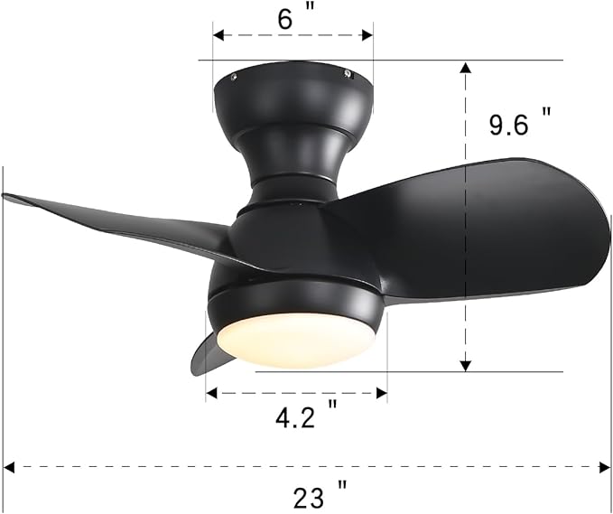 NicBex Ceiling Fan 23 Inch Ceiling Fan with Lights Ceiling Fans with 3 ABS Blades and Remote Control DC Motor Ceiling Fan with 3 Color Dimmable for Bedroom, Living Room, Black