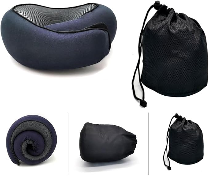 Travel Neck Pillow, Memory Foam Airplane Travel Pillow, 360 Degree Comfort and Breathability, Washable Modal Cover,Stowable U-Shaped Pillow