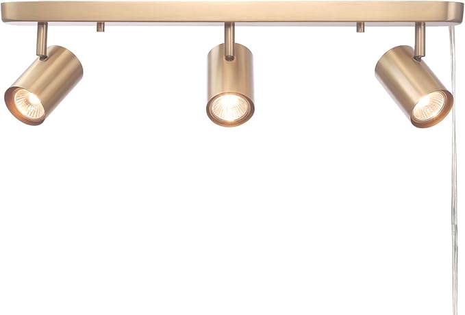 Globe Electric 59469 3-Light Plug-in Track Lighting, Matte Brass, Bulb Not Included