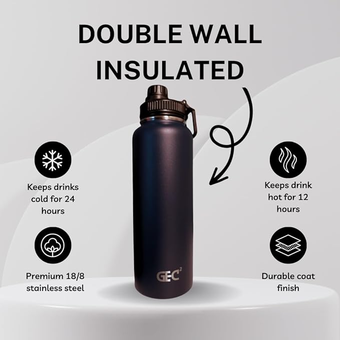 40oz Stainless Steel Water Bottles Leak Proof Vacuum Insulated Water Bottle Thermos Flask Sport Water Bottle (Deep Blue)