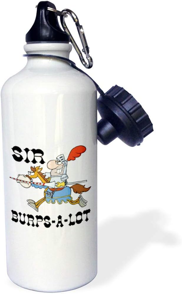 3dRose Funny Knight Sir Burps A Lot-Sports Water Bottle, 21oz , 21 oz, Multicolored