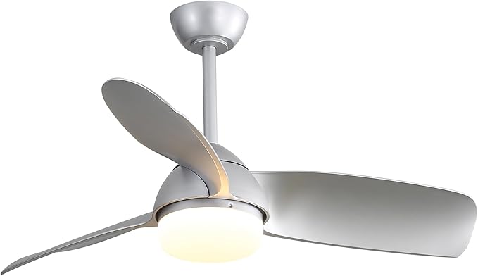NicBex Ceiling Fan 42 Inch Indoor Modern Ceiling Fans with Lights and Remote Control Reversible Ceiling Fan with 3 ABS Blades and Double Finish for Living Room, Bedroom, Silver