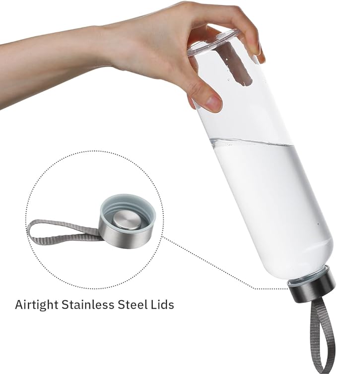 27 Oz Water Bottle Clear Plastic bottles Reusable Leak-Proof Seal Bottle with Stainless Steel Lids and Cleaning Brush for Fitness,Sports,Travel (8)