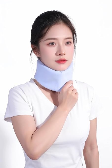 Neck Brace Soft Adjustable Neck Support Brace for Sleeping, Neck Pain and Support, Keep Vertebrae Stable and Aligned, Relief Spine Pressure, for Women & Men, Light blue (Light blue, L)
