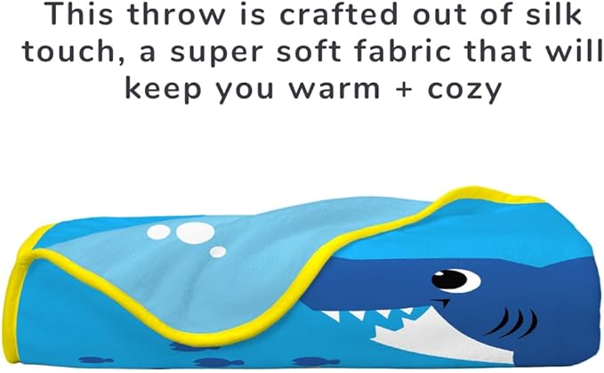 Franco Baby Shark Kids Bedding Super Soft Silk Touch Throw, 40 in x 50 in, (Official Licensed Product)