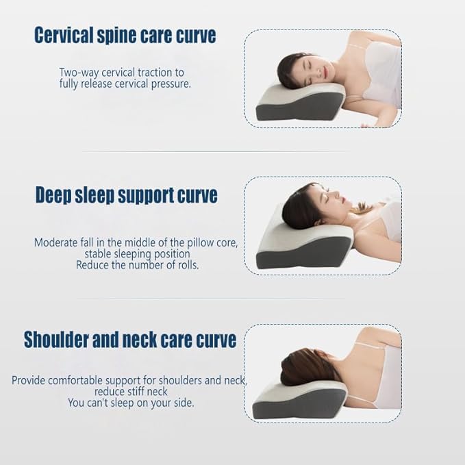 Cervical Anti Snore Pillows - Ergonomic Neck Support Pillow for Neck & Shoulder Pain Relief - Back,Stomach Sleepers,Cervical Neck Pillow,Memory Foam Pillows (Hydrophilic Cotton Pillowcase)