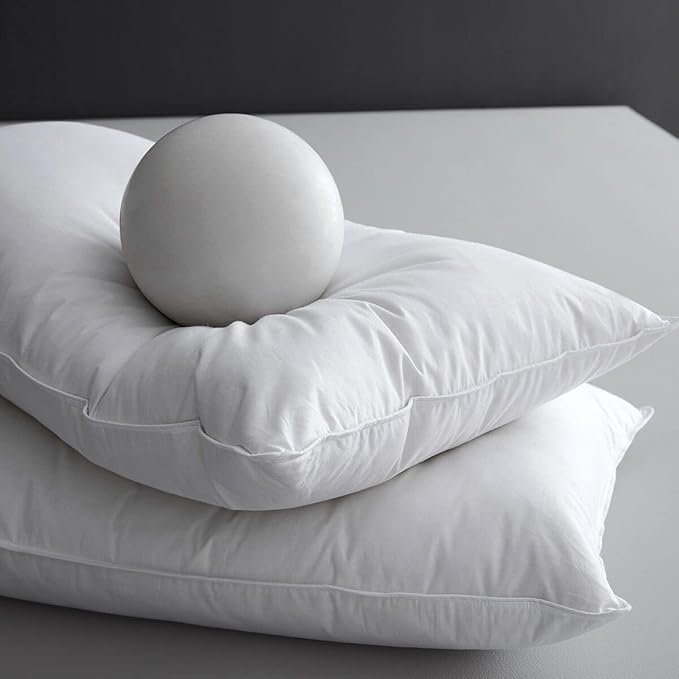 Luxury Goose Feathers Down Pillows King Size Set of 2, Hotel Quality Fluffy Bed Pillows, Soft Pillows for Sleeping, Organic Cotton Cover(20x36”, Pack of 2)