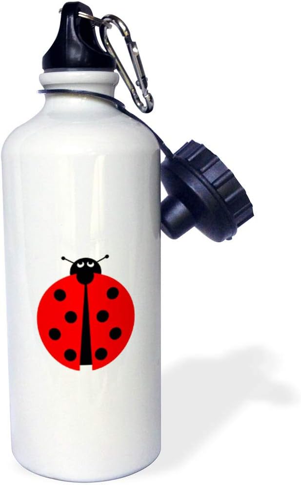 3dRose Ladybug Illustration On White Background Sports Water Bottle, 21Oz, Multicolored