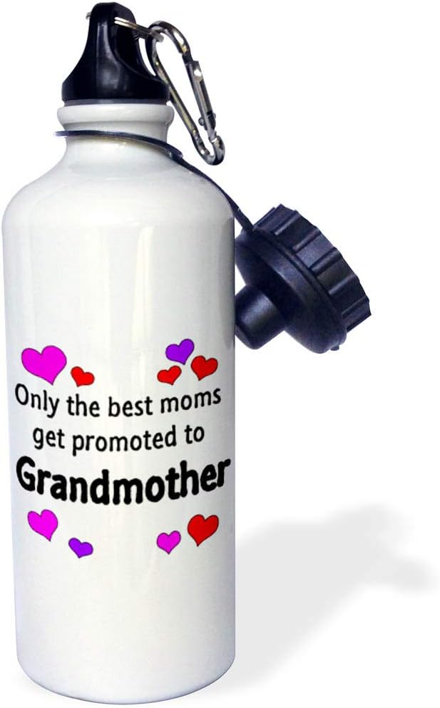 3dRose Only the Best Moms get Promoted to Grandmother Sports Water Bottle, 21oz, Multicolored