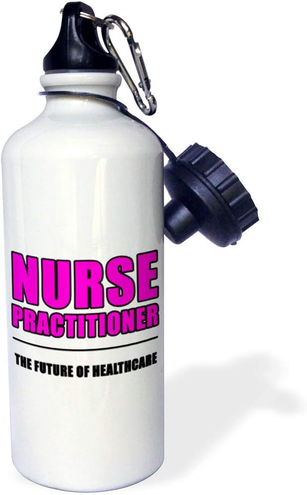 3dRose Nurse Practitioner The Future of Healthcare Pink Sports Water Bottle, 21 oz, White