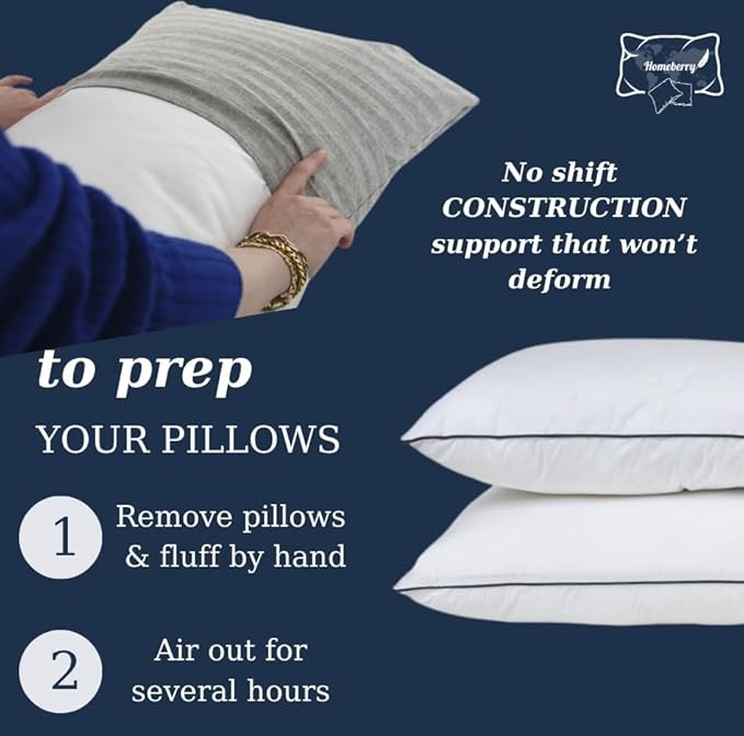 Bed Pillows Queen Size Set of 2 - Pillows for Side and Back Sleepers, Super Soft Down Alternative Microgel Filled Pillows | Comfortable Hotel Luxury Cooling Pillow 20x30 Inches