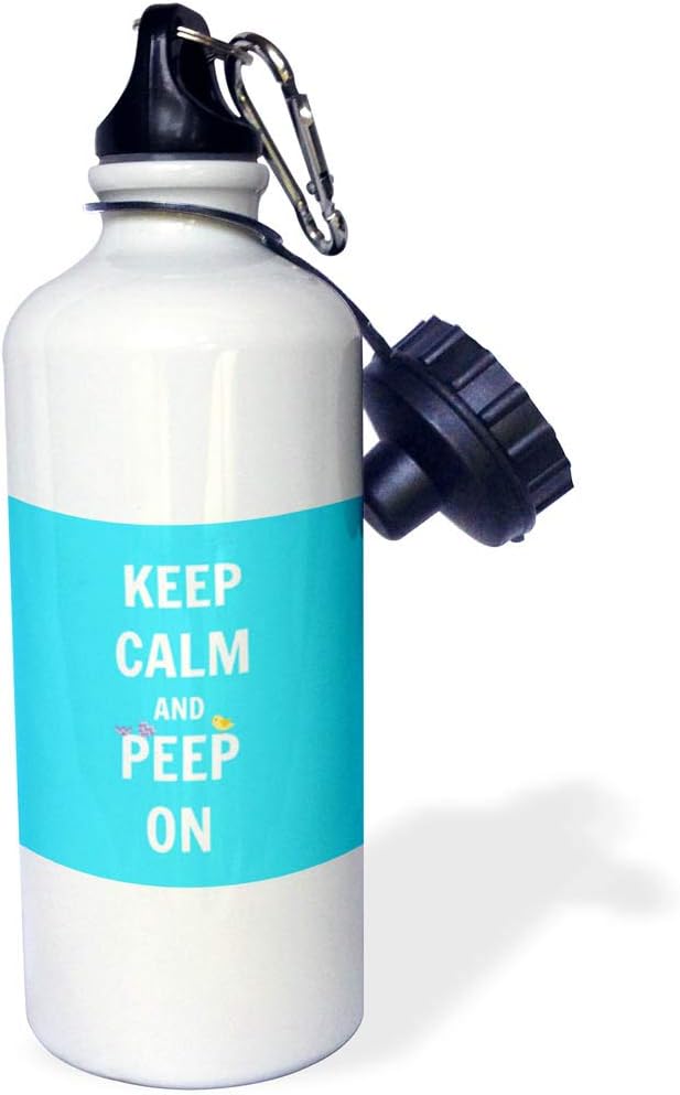 3dRose keep calm and peep on-Sports Water Bottle, 21oz , Multicolored
