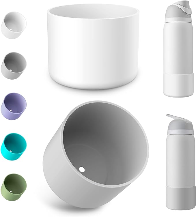 2PCS Silicone Water Bottle Boot for Owala 24oz 32oz 40oz, Protective Bottom Bumper Anti-Slip Sleeve for FreeSip, Twist, and Flip Stainless Steel Bottles, Dishwasher Safe and BPA Free