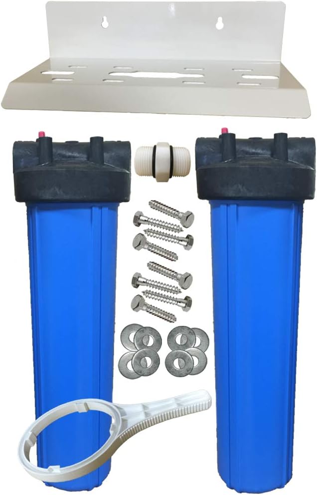 20-inch 2 Stage UPGRADED PENTEK Big Blue Whole House Filter for Acid & pH Neutralization
