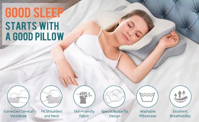 Cervical Memory Foam Contour Pillow BONNE NUIT for Neck and Shoulder Pain Cooling Gel Infused Soft Feeling Memory Foam Contour Bed Pillow with Customized Size for Your Best Sleeping Nights