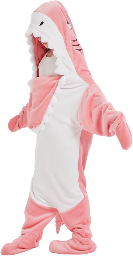 NAFLEAP Wearable Blanket Hoodie kids Shark Dinosaur Onesie Costume Sleep Bag Gifts for Girls