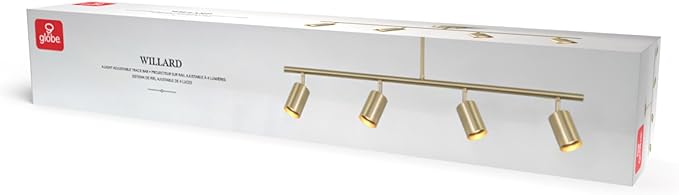 Globe Electric 64000094 35" 4-Light Adjustable Height Track Lighting, Matte Brass, Pivot Shades, Ceiling Lamp for Bedroom, Kitchen, Hallway, Bathroom, Den, Dining Room, Home Décor
