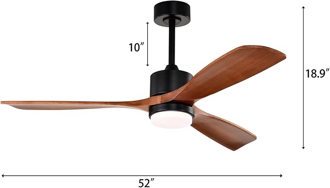 Tariq 52-inch Solid Wood and Metal Lighted Ceiling Fan with LED Lighting
