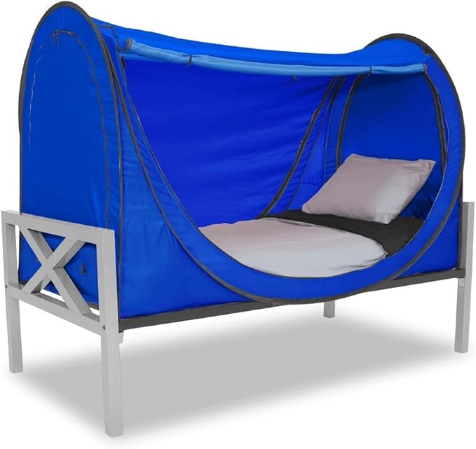 porayhut Privacy Pop up Eclipse Bed Tent Bed Drapes (Blue, Full)