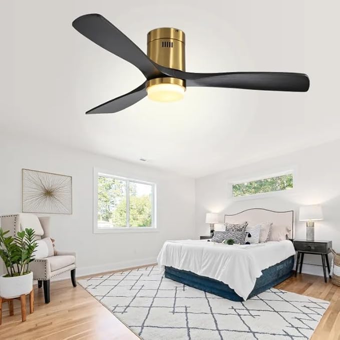 NicBex Ceiling Fan 52 Inch Ceiling Fans with Lights Ceiling Fan with 3 Blades and Remote Control Reversible DC Motor Ceiling Fan for Bedroom, Living Room, Black