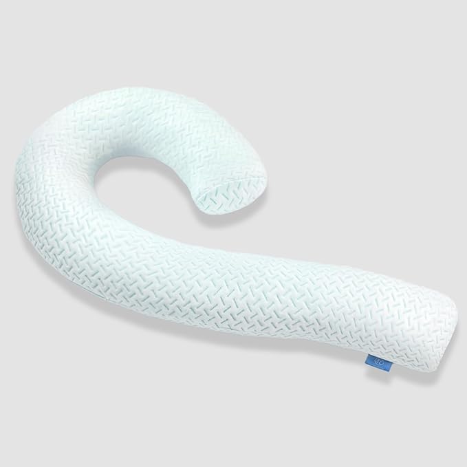 Body Pillow for Adults - Soft Long Bed Pillows Insert for Sleeping - Shredded Memory Foam & Removable Washable Cover - Swan Shaped Pregnancy Side Sleeper Pillow 49 Inch (Cooling Blue)