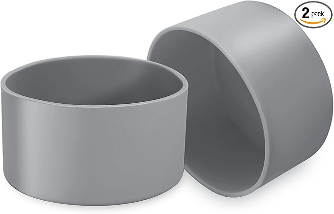2 Pcs 3 Inch / 75mm Grey Water Bottle Boot, Silicone Tumbler Sleeve Water Bottle Bumper, Tumbler Accessories Water Bottle Bottom Protector for 20oz 30oz 40oz Tumbler Water Bottle