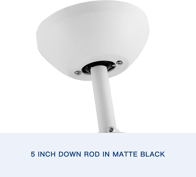 NicBex Ceiling Fan 30 Inch Indoor Modern Ceiling Fans with Integrated LED Light and Remote Control Down Rod Mount Ceiling Fan with 5 Blades for Living Room, Bedroom, White