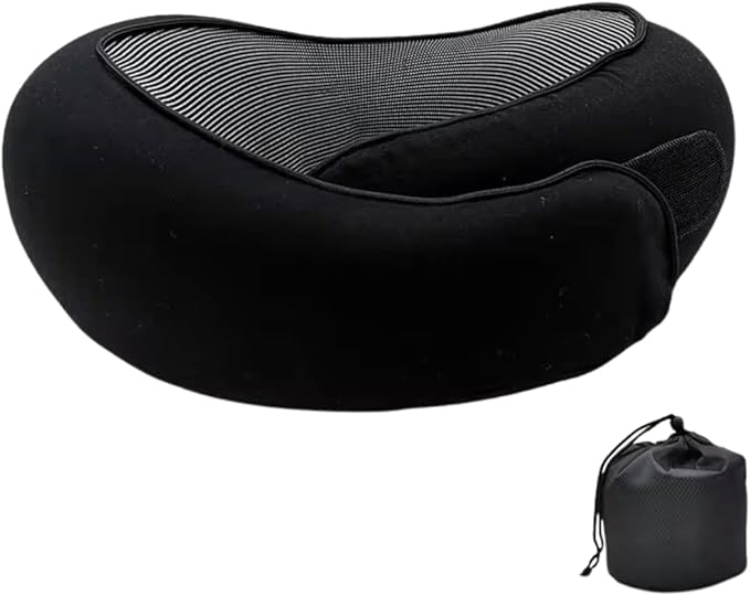 Wander Plus Travel Pillow, Travel Neck Pillow Memory Foam Travel Pillow 2024 New Travel Pillow Suitable for Travel, Airplanes, Cars and Offices (Black)