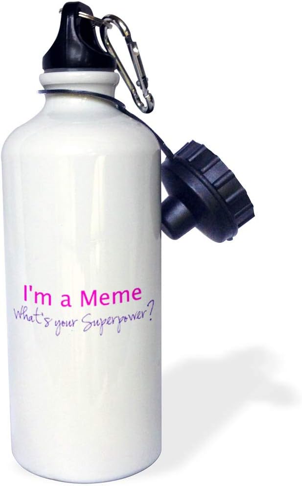 3dRose I'm A Meme What's Your Superpower-Hot Pink-Funny Gift for Grandma Sports Water Bottle, 21Oz, Multicolored