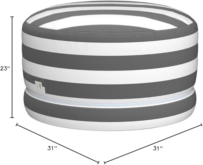 2 Sizes in 1 Stuffed Animal Storage Bean Bag Chair Cover for Kids & Adults | Washable XL Stuffie Seat | 100% Cotton | Pouf Organizer for Plush Toys, Linens, Quilts & Pillows | Royal Grey