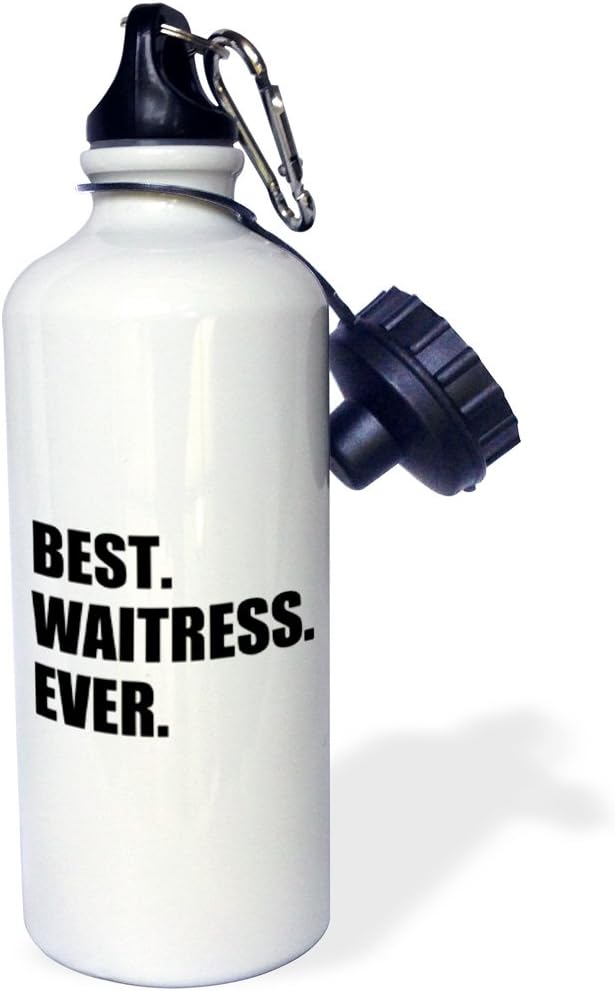 3dRose Best Waitress Ever-fun job pride gifts for worlds greatest waiting-Sports Water Bottle, 21oz , 21 oz, Multicolor