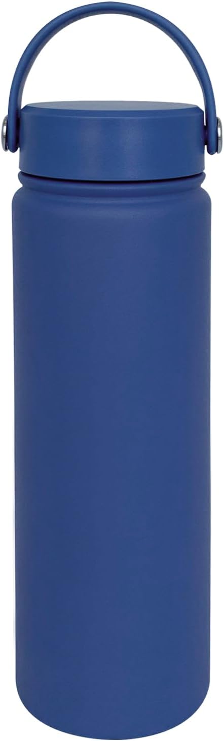 22oz Insulated Water Bottle ，Stainless Steel Sports Water Cup Flask with 2 Lids, Wide Mouth Travel Thermal Mug,Outdoor Sports Bottle（Dark Blue）