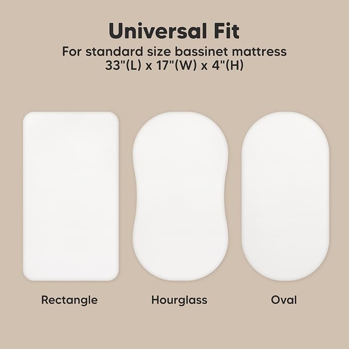 2-Pack Organic Bassinet Sheets for Girls, Boys - 100% Cotton Bassinet Mattress Sheets Compatible with Halo Bassinest Swivel Sleeper, Graco, Baby Delight, Chicco, Fitted Bassinet Sheets (Soft White)