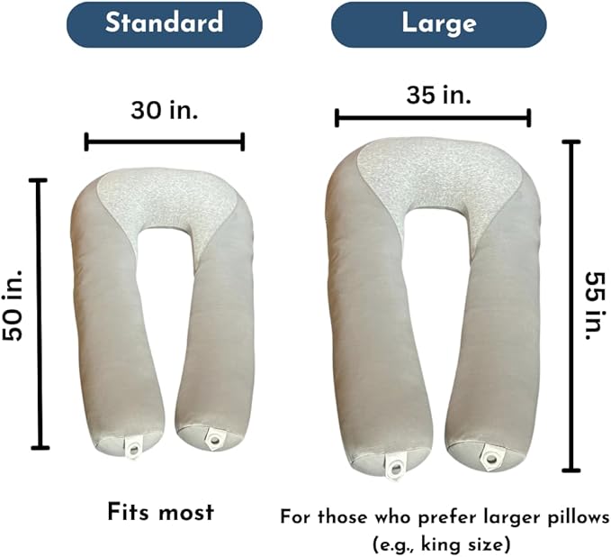 Plufl Hugl Standard Size Cooling Body Pillow for Adults U Shaped Maternity Pillow Great for Side Sleepers & Pregnant Women | Washable Cover | Grey