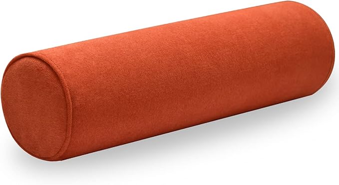 Cylinder Round Memory Foam Support Pillows 24X6 Cervical Neck Roll Pillow with Pillowcase Soft, Comfortable and Breathable for Sleeping, Chair, Car, Sofa，Travel OrangeRed