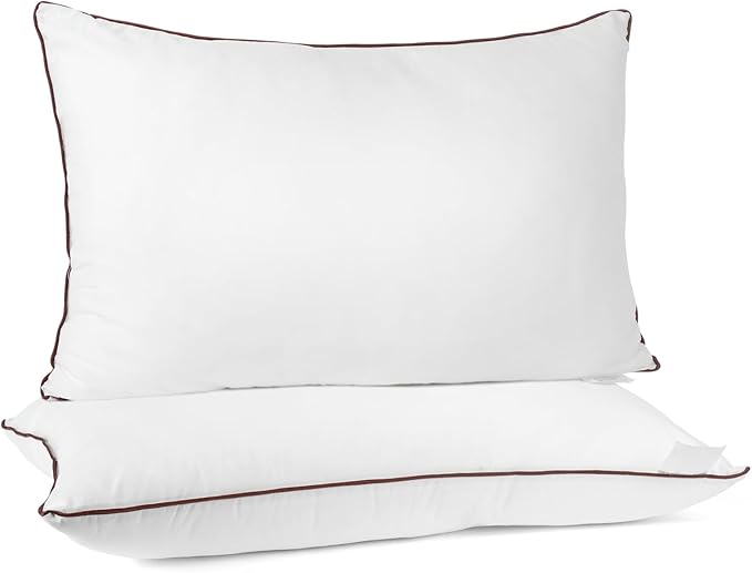 Luxury Comfort Bed Pillows - Hypoallergenic Polyester Microfiber Material - Premium Sleep Support for Side, Back, and Stomach Sleepers - Set of 2, Queen Size 18 x 28 inches, 45 cm x 70 cm