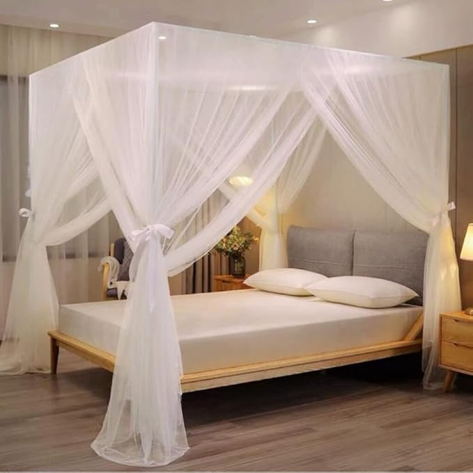 Mengersi Bed Canopy for Full Queen King Size Bed,Canopy Bed Curtains Elegant Mosquito Net,Mosquito Netting for Camping Patio Indoor Outdoor Bug Net,White