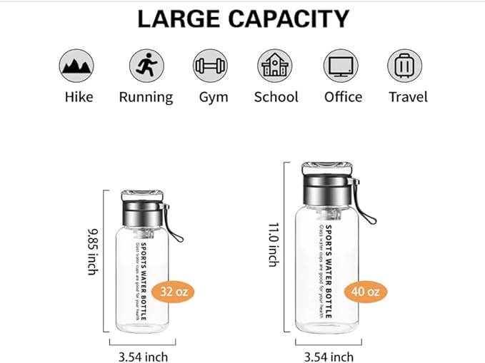 24OZ Borosilicate Glass Infuser Water Bottle,Glass Tea Tumbler with Strainer and Anti-slip Sleeve, Sport Water Bottles for Gym Hiking Camping
